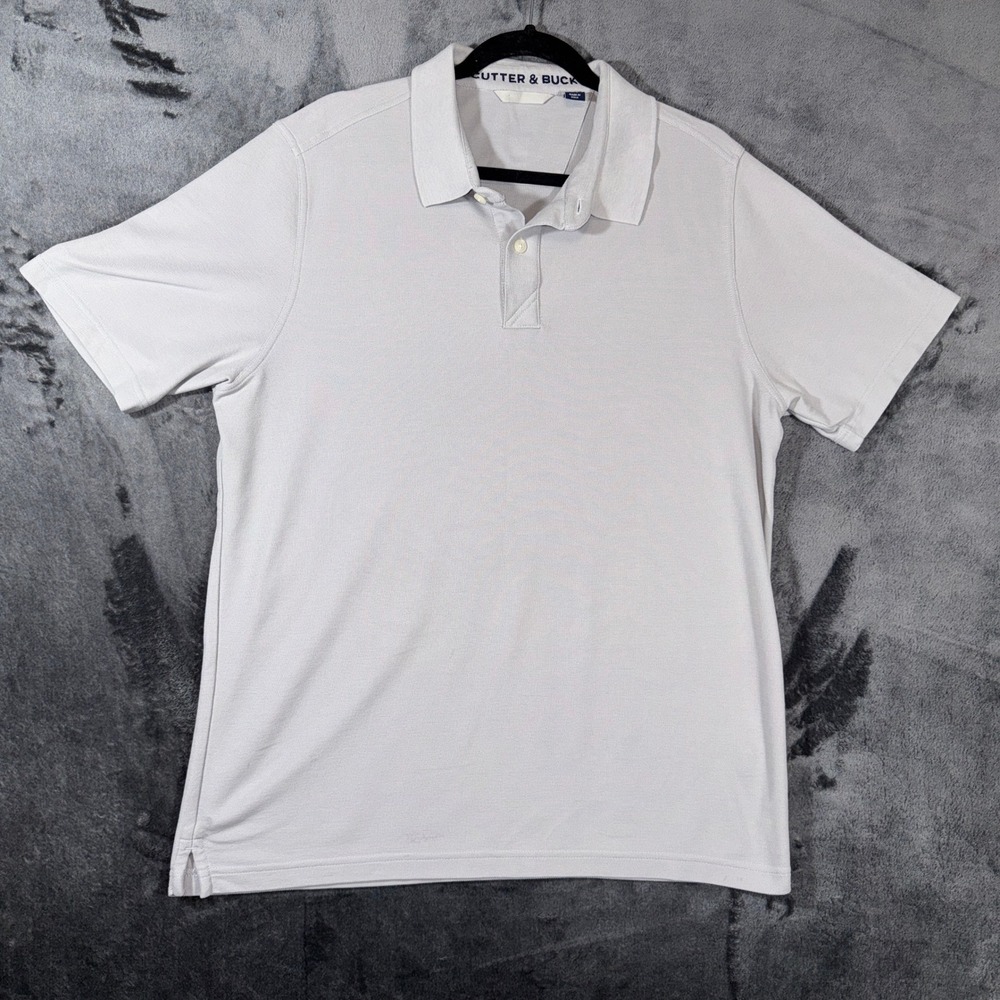 Cutter & Buck Mens Advantage Polo Shirt Light Grey Short Sleeve L MCK00158 - Picture 1 of 12
